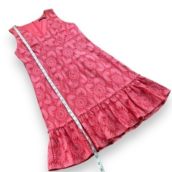 TRINA Turk Carpenteria Floral Lace Ruffle Hem Mini Dress in Peony | Size 8 - Picture 12 of 16